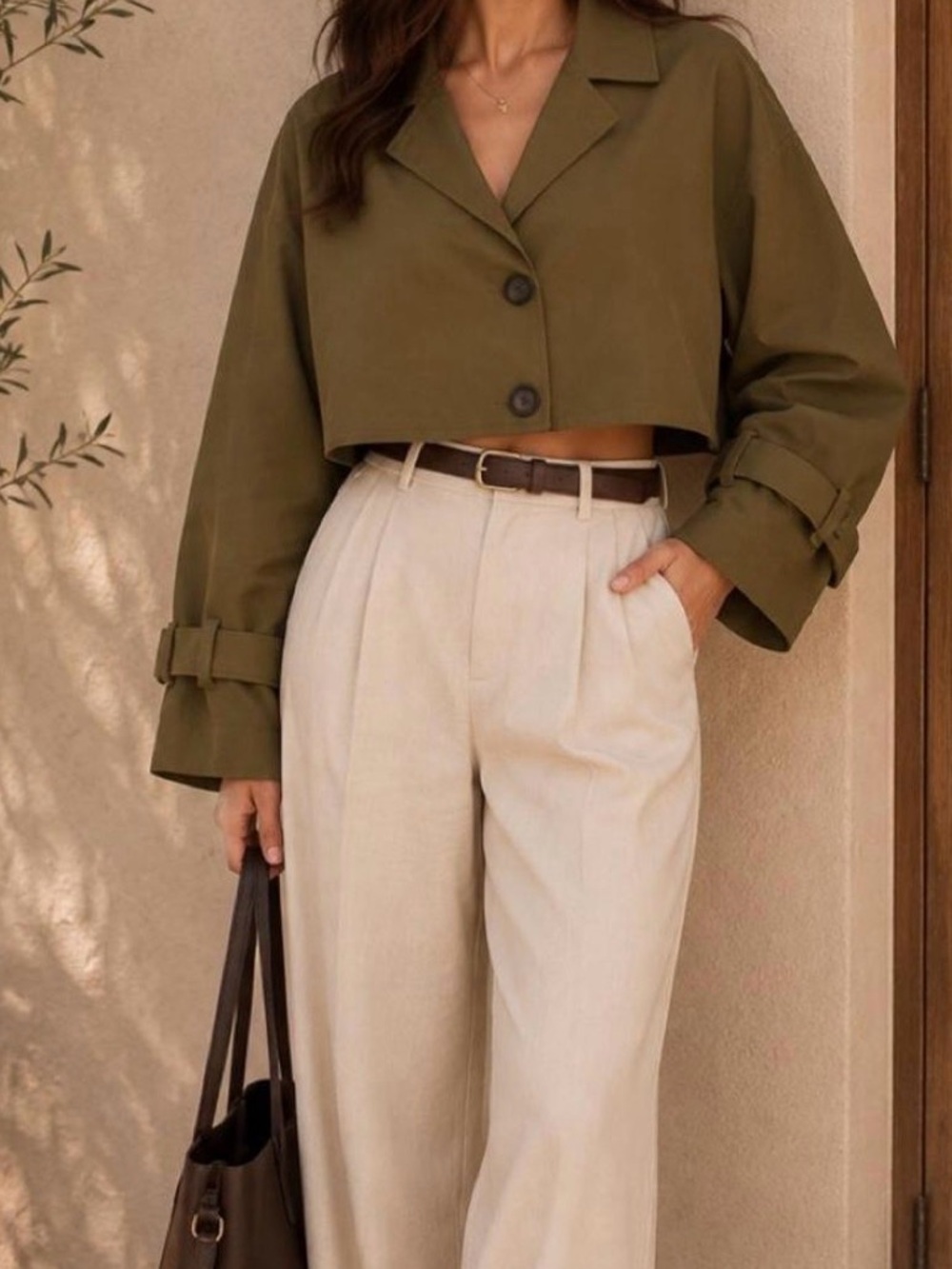 House of Harlow 1960 Cropped Cape Trench Jacket One Size olive Green NWT
